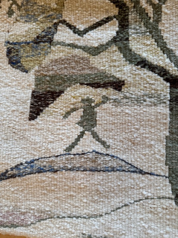 Vintage Zimbabwe Hand Spun Wool Woven Wallhanging 19H x 27W" African Landscape gallery