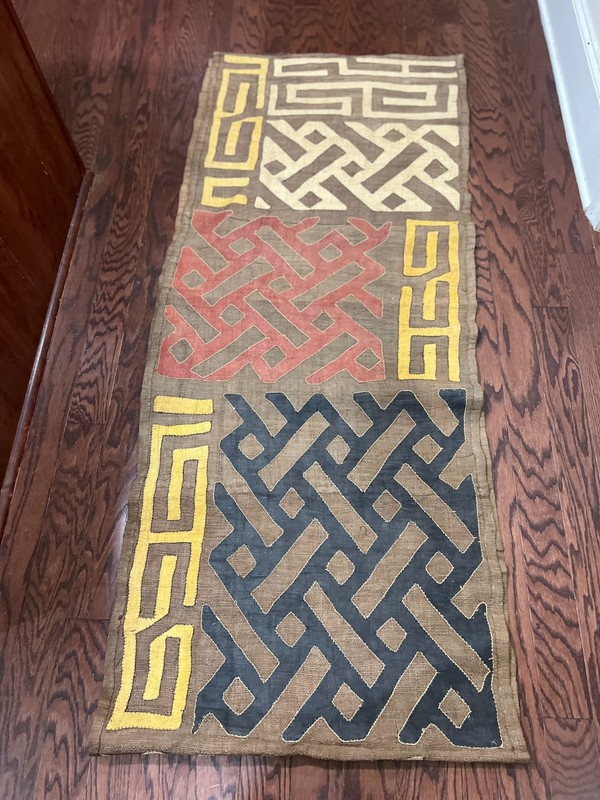 genuine 13 feet African (Congo) Kuba Raffia cloth fabric, natural woven handmade gallery