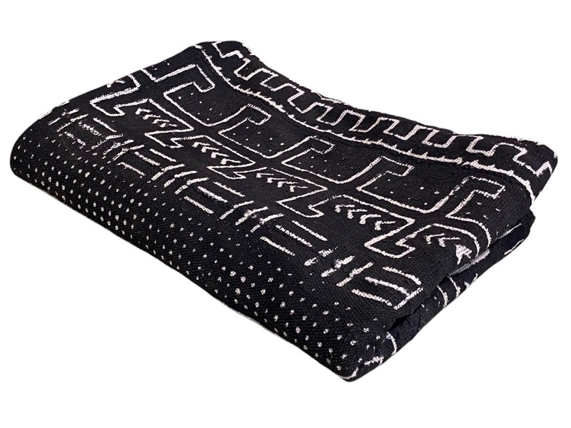 # 7312 Vintage African Black and White Mud Cloth Textile Mali 41" by 61" gallery