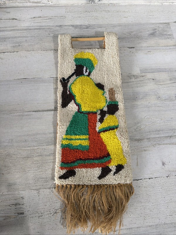 Vintage MCM African Women Wall Panel Pair - Woven Wool Tapestry - Tribal Woman gallery