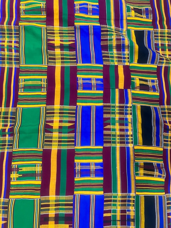 Vintage large African kente Ashanti hand woven cloth 120' X 80" African Art Deco gallery