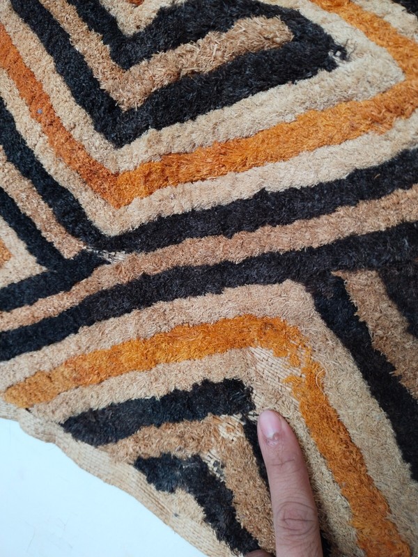 Vintage African hand woven kuba clothes Congo raffia small panel item808 gallery