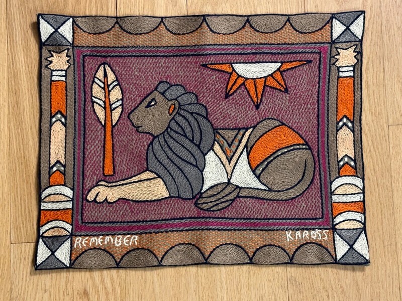 Lion Kaross South African Art Embroidered Placemat Tapestry NEW runner
