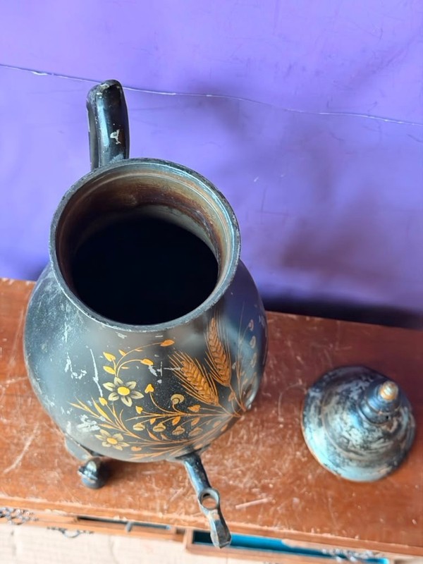 Antique 18thC Dutch Japanned Pewter Coffee Urn Kraantjeskan gallery