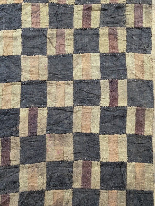Vintage African Handwoven Patchwork Kuba Cloth Raffia Textile Runner 140x30in gallery