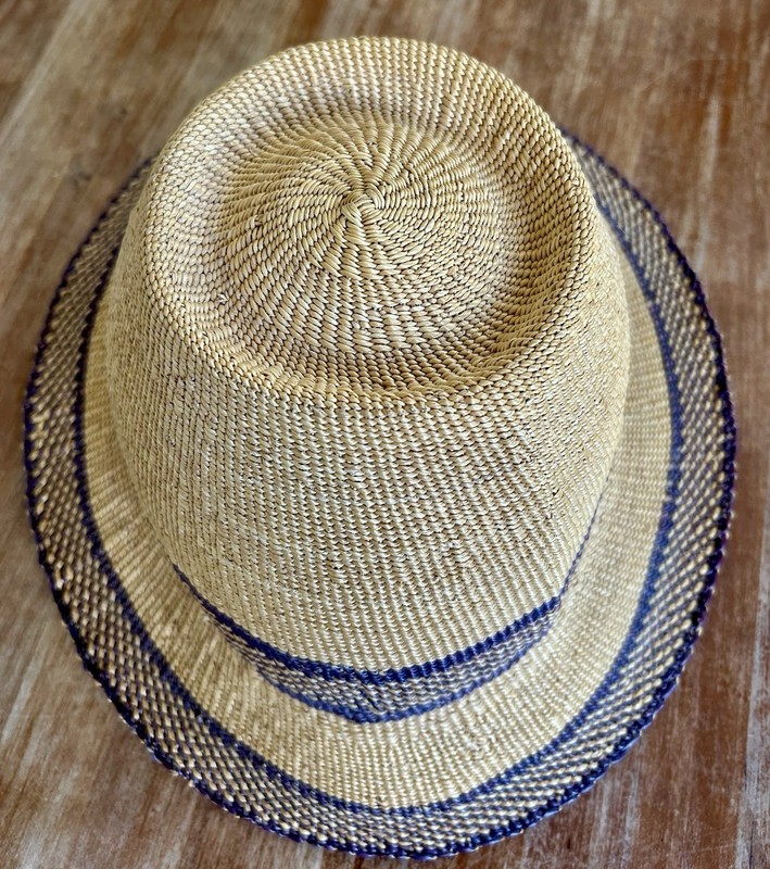 Vintage Authentic Handwoven Bolga Fedora Grass Hat West Africa gallery