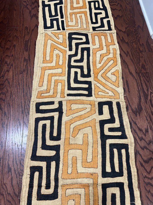 genuine 10 feet African (Congo) Kuba Raffia cloth fabric, natural woven handmade gallery