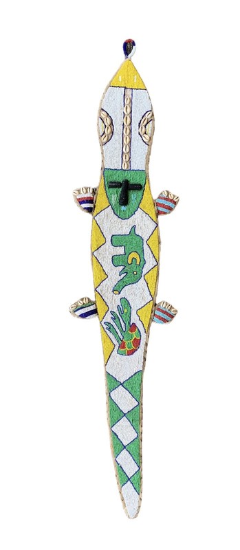 Yoruba Beaded Sash ~ alligator, elephant, turtle ~ 20th Century
