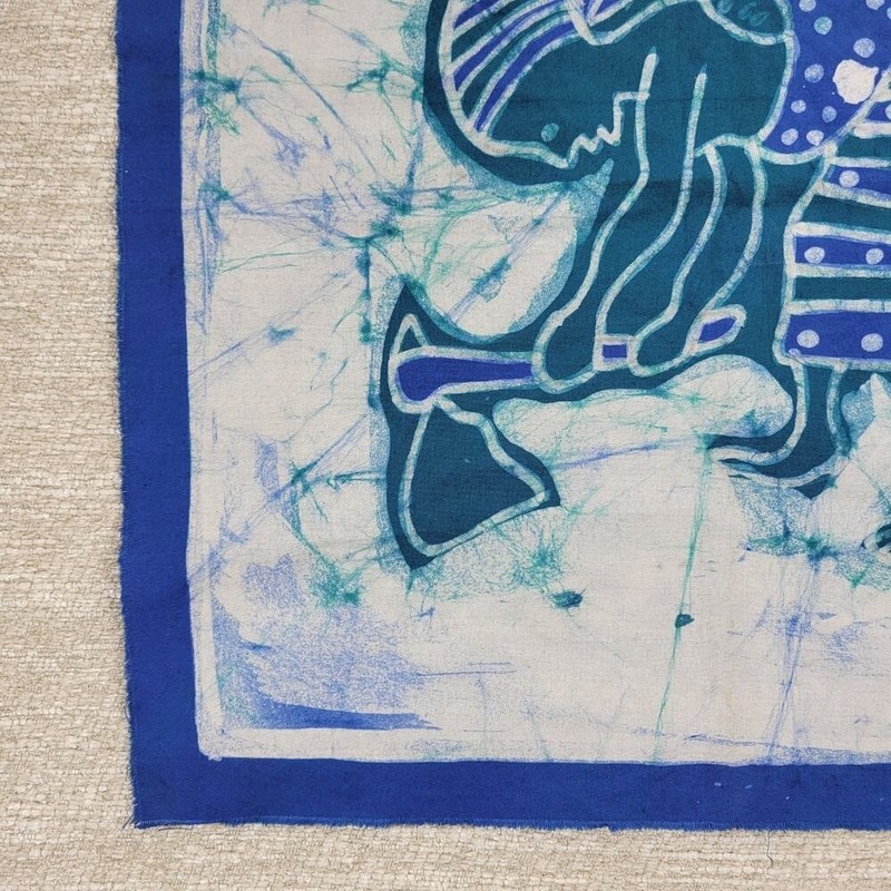 VTG Asshola Batik African Woman Farming Tapestry Mali Hand Dyed Fabric Signed gallery