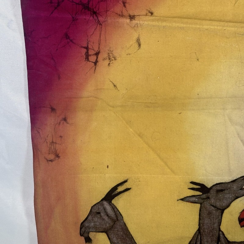 Vintage Batik Cloth Art African ArtFolk Lifestlye Scene Raw Edge Art Awesome gallery
