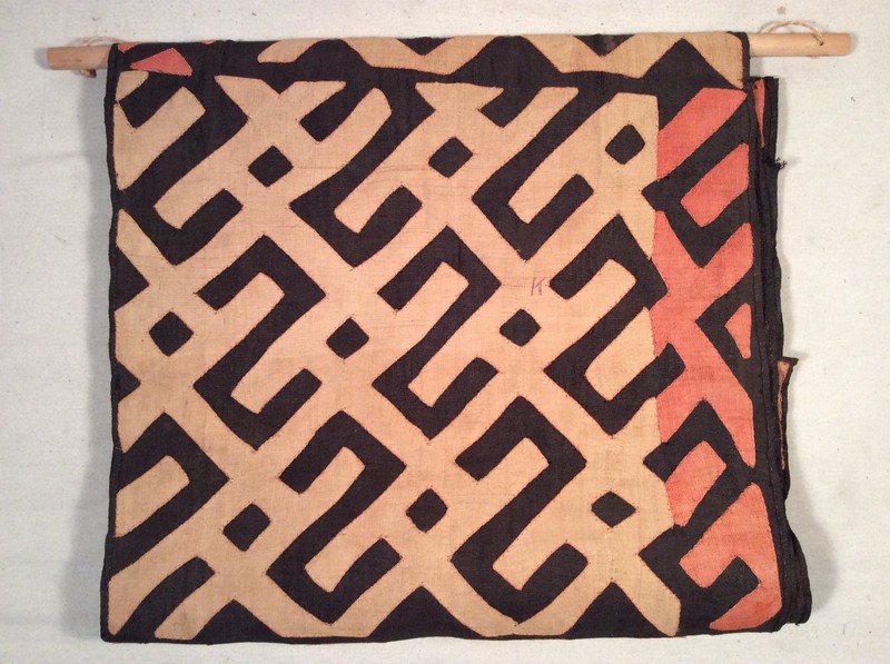 Antique African Raffia Textile, Black White and Red Pattern gallery