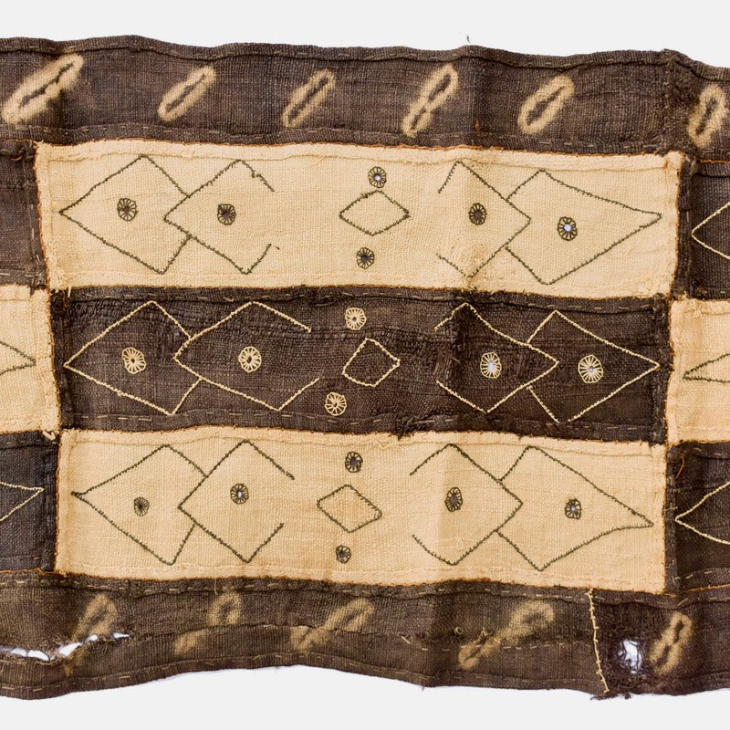 Kuba Handwoven Embroidered Raffia Textile Congo 47 x 13 Inch gallery