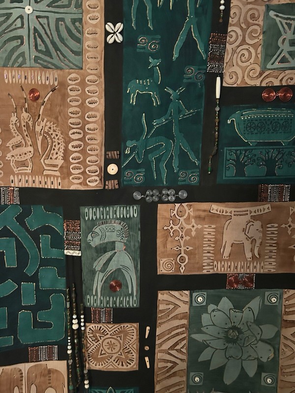 Tribal Ilembu South African Beaded Wall Tapestry Green & Brown Block Patern gallery