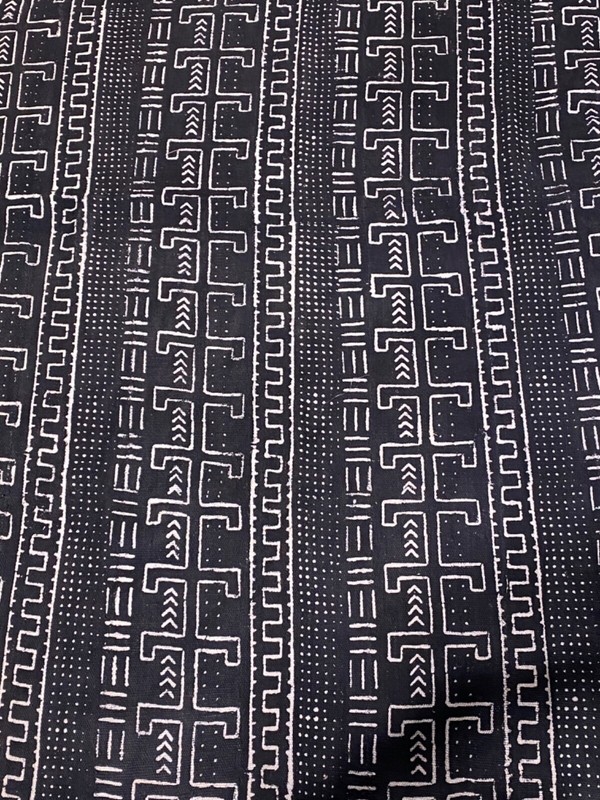 # 7312 Vintage African Black and White Mud Cloth Textile Mali 41" by 61" gallery