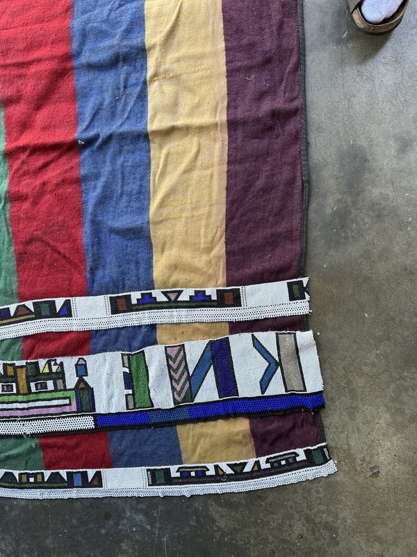 Antique African Ndebele Hand Beaded Traditional Blanket South Africa Hand Woven gallery