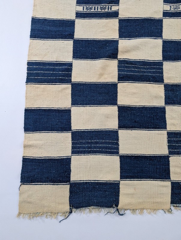 Vintage Traditional African Handwoven Checkerboard Textile 75x51in gallery