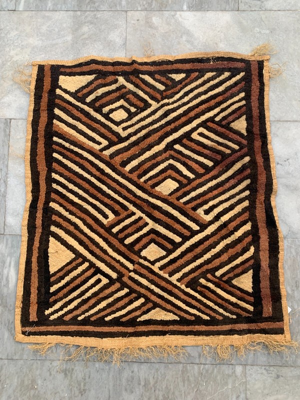 2x2 Antique African Kuba Showa Cloth Raffia Handmade Textile Natural Woven gallery