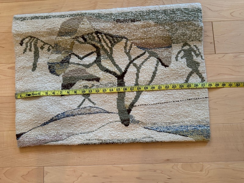 Vintage Zimbabwe Hand Spun Wool Woven Wallhanging 19H x 27W" African Landscape gallery