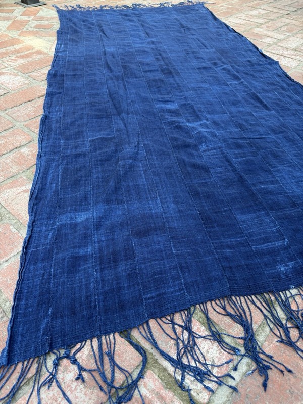 Vintage African Indigo Denim Mossi Mudcloth 85” L x 41”W Textile Throw | No. 101 gallery