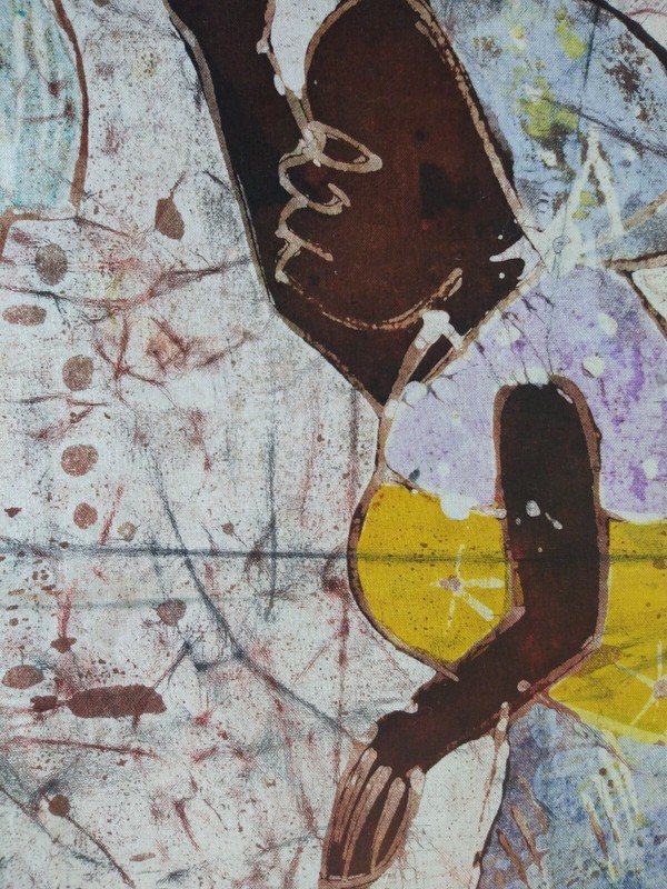 Handmade Original African Tie Dye Women at the Village fabric Wall Art gallery