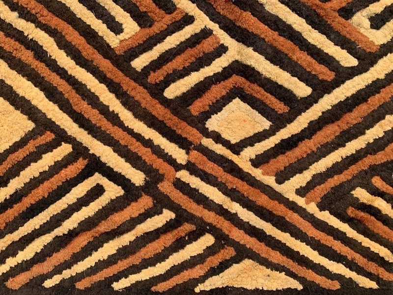 2x2 Antique African Kuba Showa Cloth Raffia Handmade Textile Natural Woven gallery