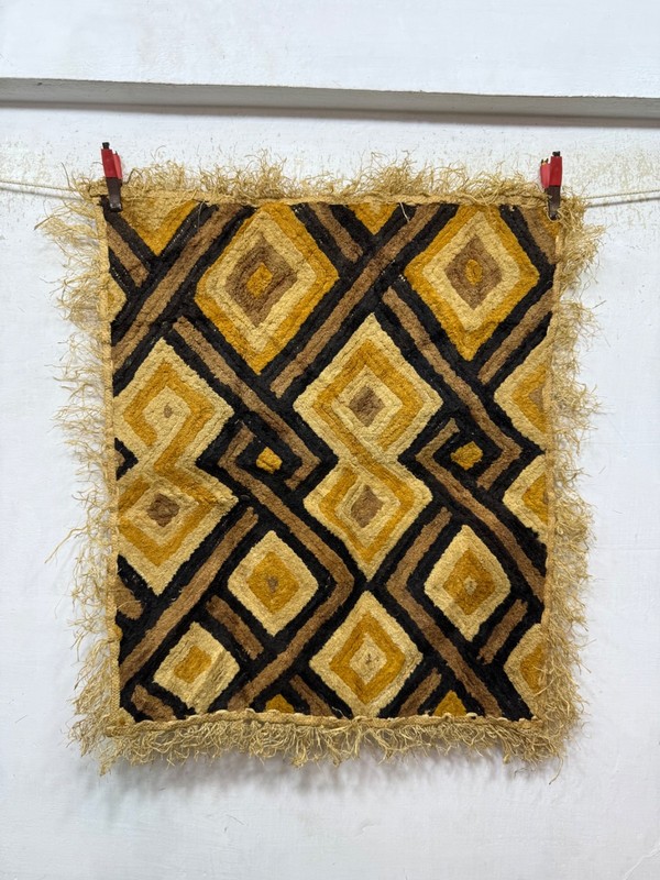Vintage Beautiful Hand Woven Traditional African Raffia Congo Cloth Textile