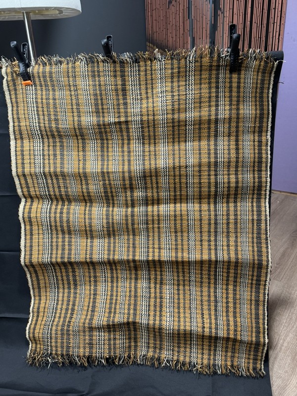 Vintage Handwoven Raffia Congolese Plant Base Cloth Panel Raffia 28x28 gallery