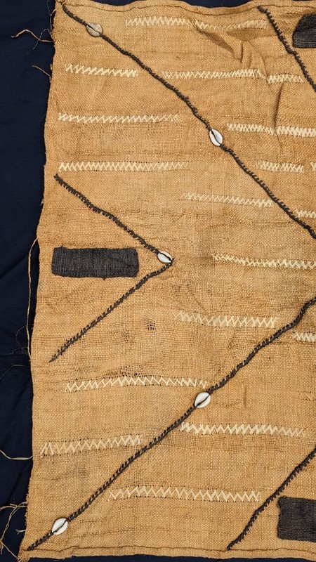 Vintage African Kuba Showa Bark Cloth Handstitched Raffia Textile 22x41 inches gallery