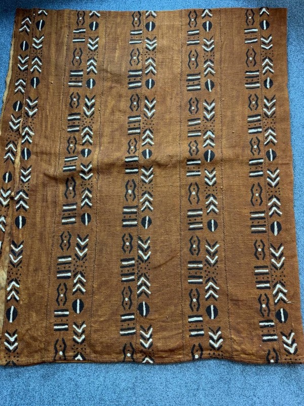 Vintage African Mud Cloth Textile Handmade Wall Hanging 80x120 In Brown gallery