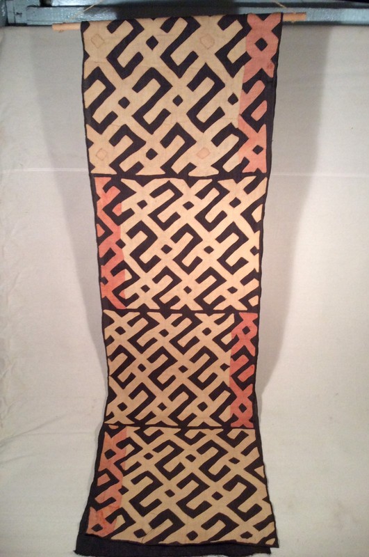 Antique African Raffia Textile, Black White and Red Pattern gallery