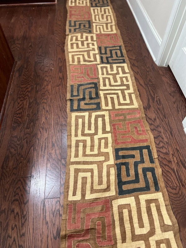 genuine 11 feet African (Congo) Kuba Raffia cloth fabric, natural woven handmade
