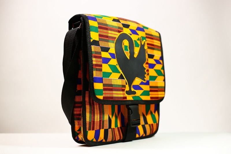 African Bag Sankofa Kente Large Shoulder Vintage Ghana Symbolic Textile-G4531 gallery