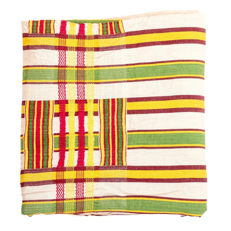 African Ashanti Kente Cloth #14910 Ghana Multicolor Cotton Handmade