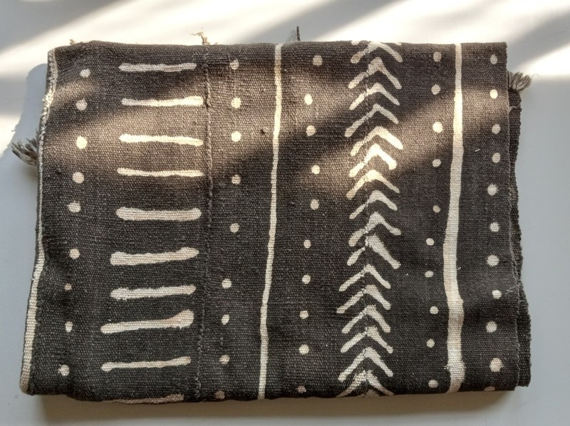 Vintage Bogolanfini Brown African Mud Cloth Cotton Mali Fabric 32" x 45" gallery