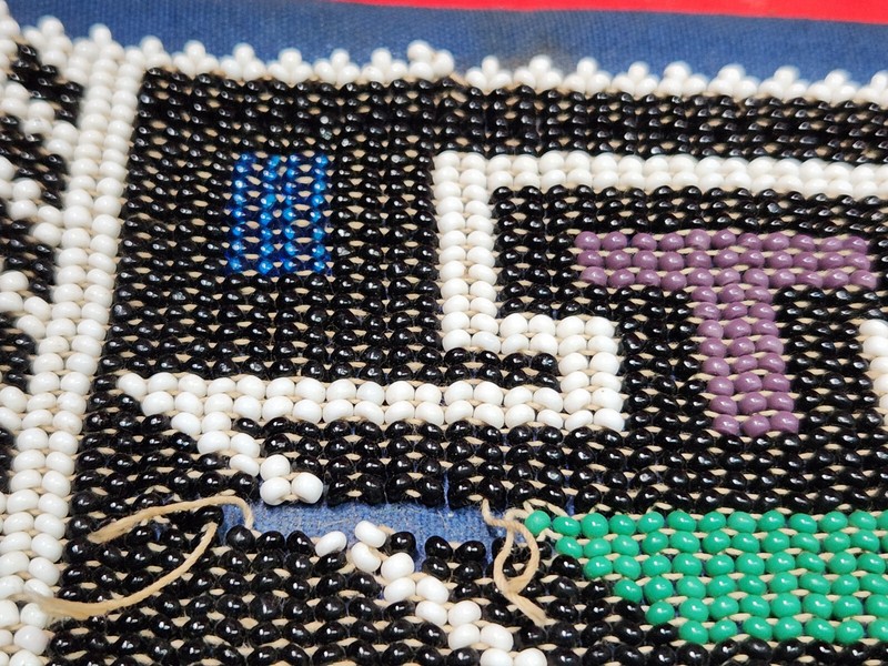Vintage African Bead work panel 15 x 13" some kind of HEAVY material 52w6 bb gallery