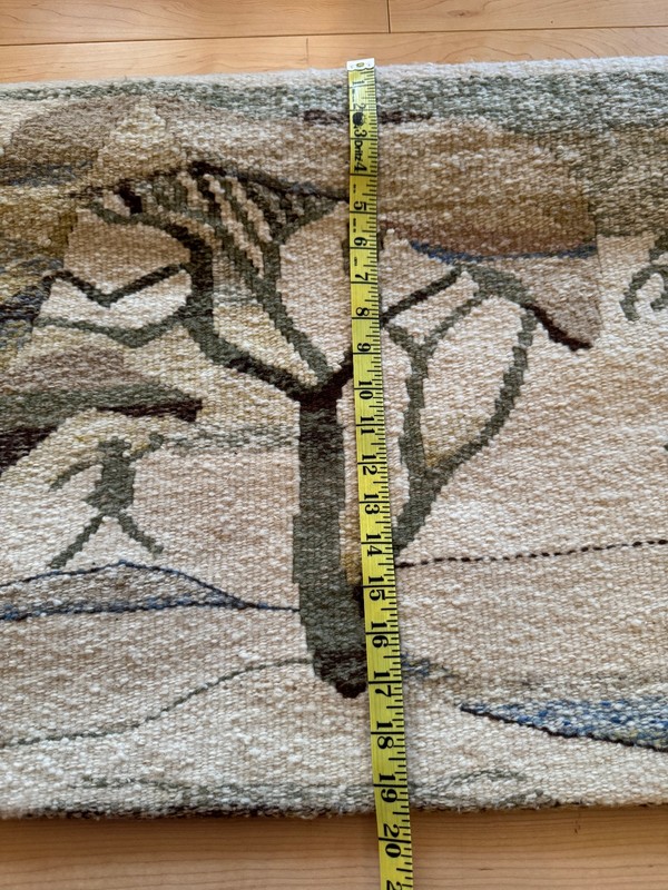 Vintage Zimbabwe Hand Spun Wool Woven Wallhanging 19H x 27W" African Landscape gallery