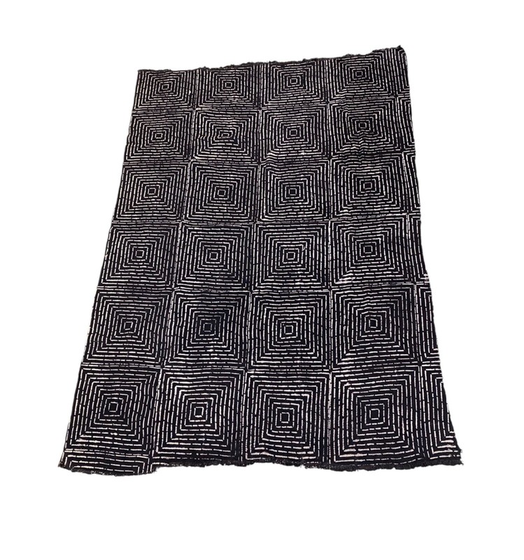 # 7308 African Black and White Mud Cloth Textile Mali 61″