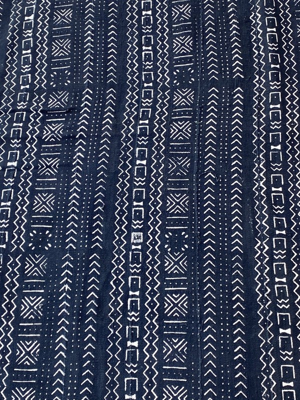 # 3856 Vintage African Black and White Mud Cloth Textile Mali 68" by 38" gallery