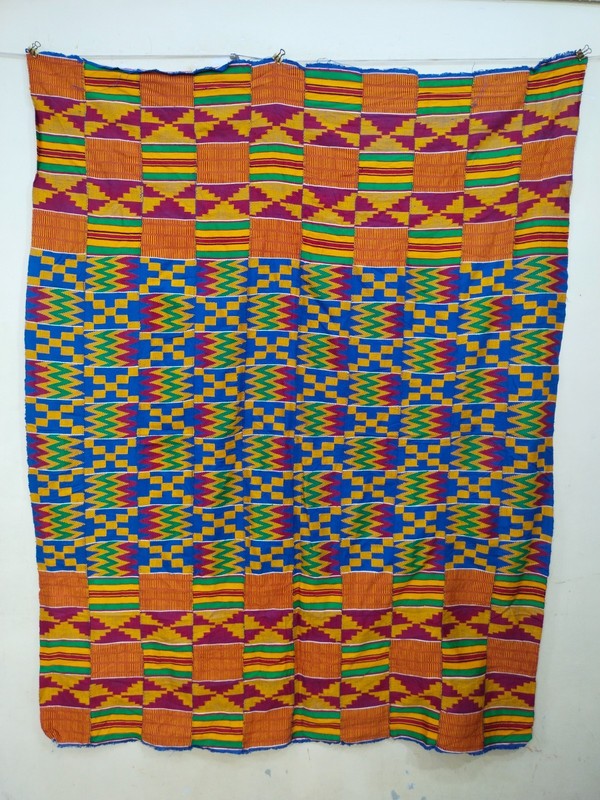Traditional Ashanti Kente strip wrap Cloth Vintage African Handwoven Textile A28