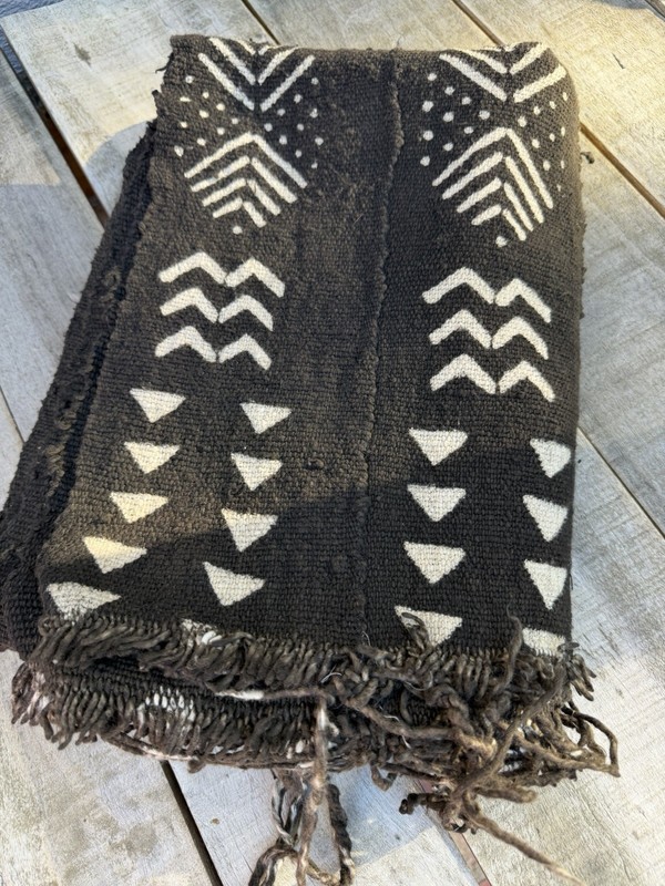 Vintage African Black Mudcloth Textile Throw 57” L x 39” W Textile | No. 182 gallery