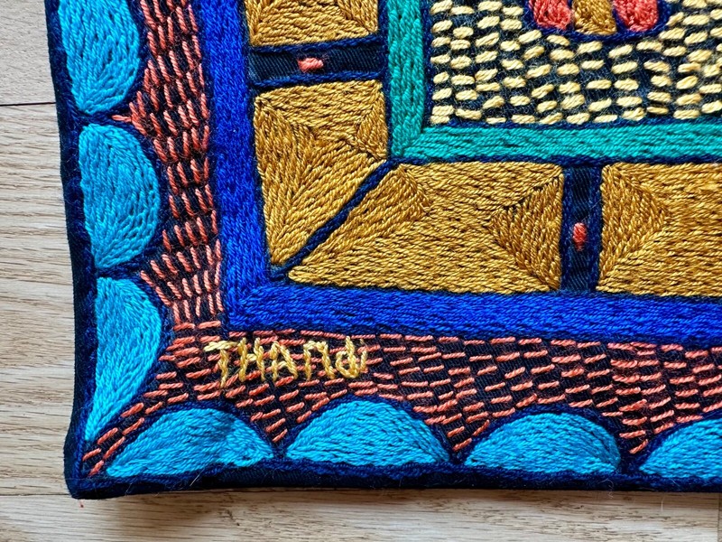 Kaross LEOPARD embroidery Africa art, pillowcase, tapestry hanging hand made New gallery