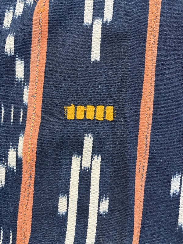 Vintage African Indigo Baule Fabric Orange Stripes Mudcloth 58”L x 40”W - #375 gallery