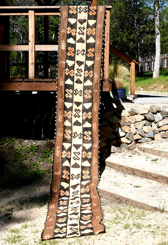 Long Kuba Cloth African Art Traditional Raffia Textile Plant Fiber Fabric, Congo