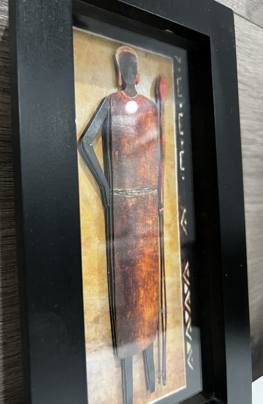 Set Of 3 African Native People 3D Inset Wooden Frame Wall Decor 5”X1.25”X9.75” gallery