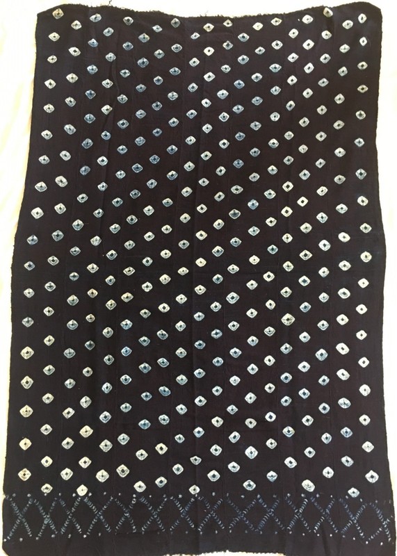 African Bogolan Mud Cloth 40.5″X62″ Dark Navy Blue