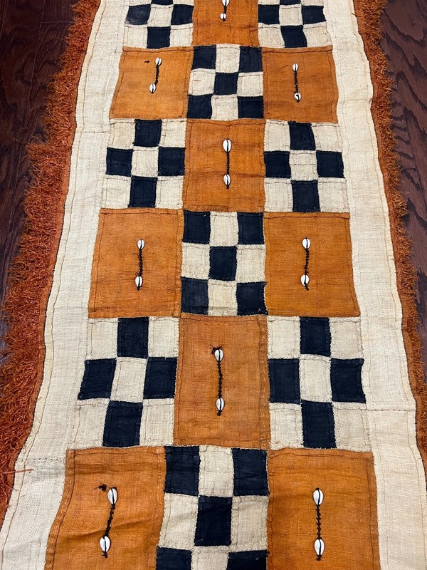 genuine 9 feet African (Congo) Kuba Raffia cloth fabric, natural woven handmade