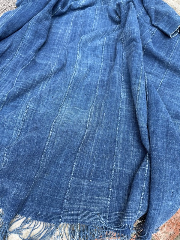 Vintage African Indigo Denim Mossi Mudcloth 79”L x 43”W Textile Throw | No. 169 gallery