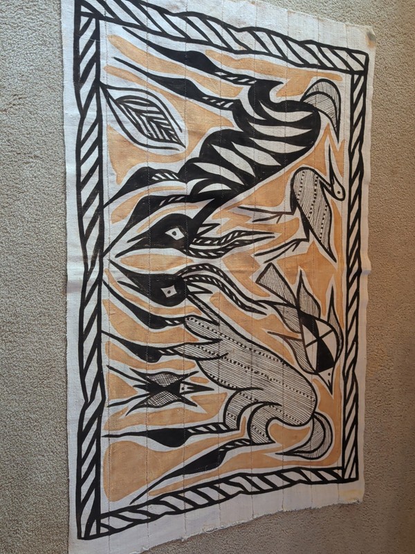 African Textile Art Mud Cloth Abstract Animal Design | 61 x 37 inches gallery
