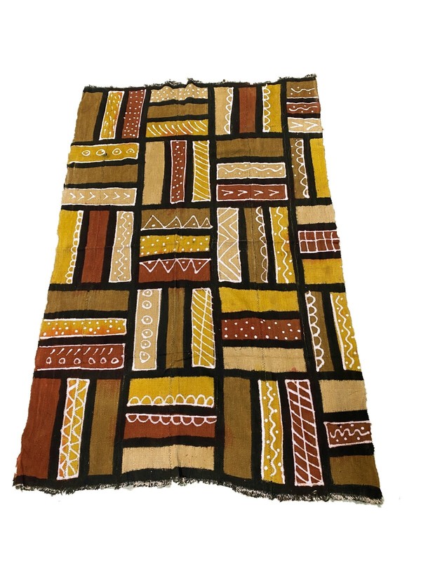African Brown/Mustard/Black/White Mud Cloth Mali 38" by 58" gallery