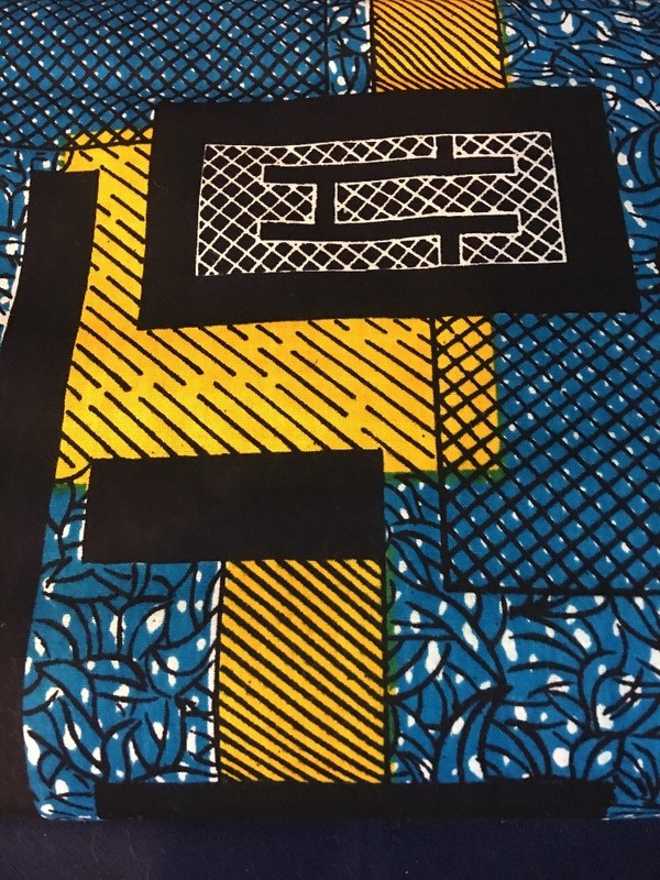 Authentic African Print Polytex Blue Yellow Fabric 3 Yards 32 Inches gallery
